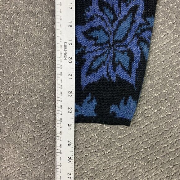 Peruvian Link Alpaca Sweater Women's Medium Blue Black Full Zip Cardigan Peru - Picture 13 of 13